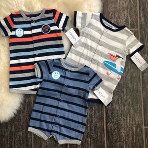 Set of 3 Carter’s One piece outfits NWT